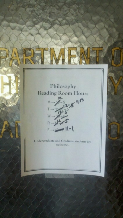 UCLA's Philosophy Reading Room Schedule